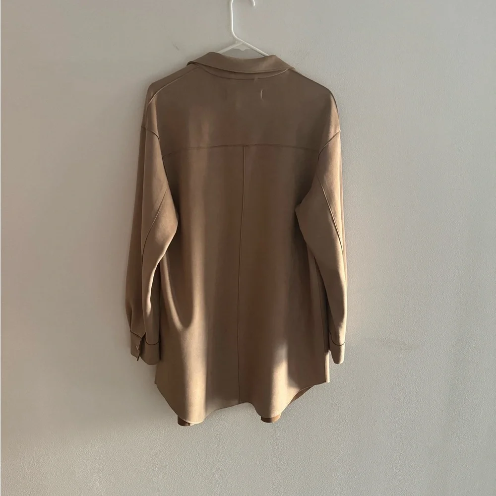 Zara Tan Beige Faux Suede Shacket Oversized Jacket - NWT - Size XS - Picture 3 of 4